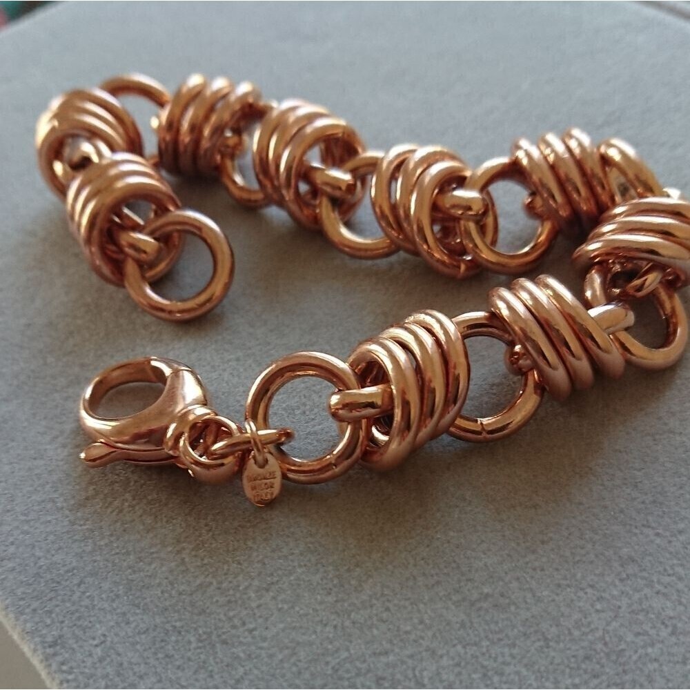Bronze Milor Italy Rose Gold Tone Multi-circle Bracelet - Picture 3 of 7